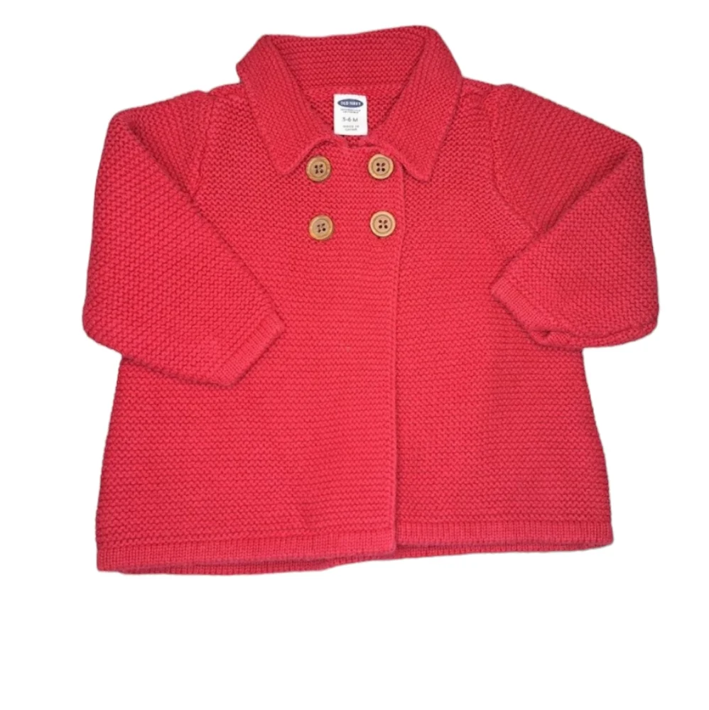Old Navy Knit Sweater Jacket Red with Buttons Size 3-6 Months